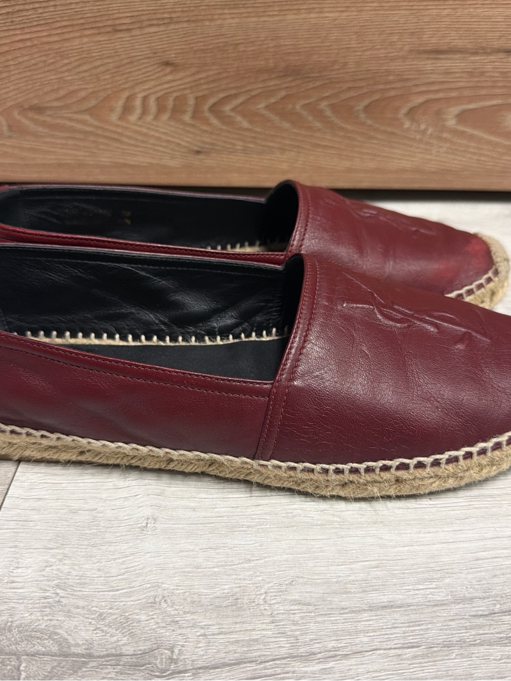 Saint Laurent Deep Red Leather Espadrille Flats - Picture 2 of 4